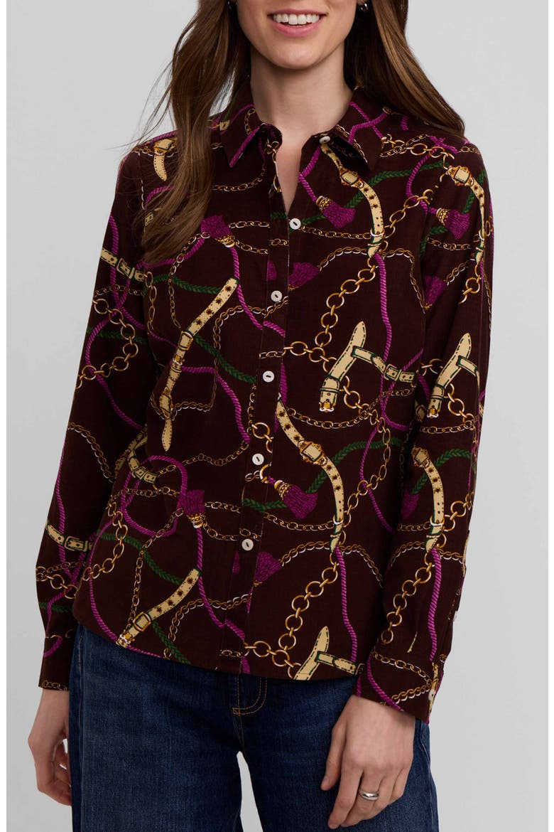 Hampton Chain Print Cotton Corduroy Button-Up Shirt, Main, color, BROWN MULTI