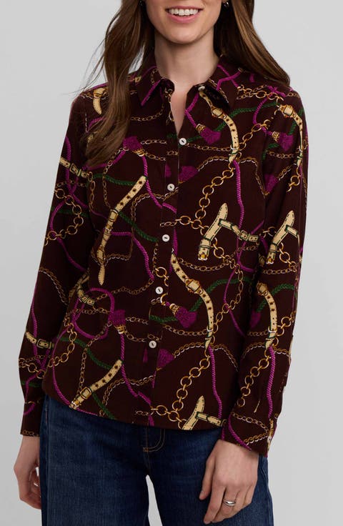 Hampton Chain Print Cotton Corduroy Button-Up Shirt