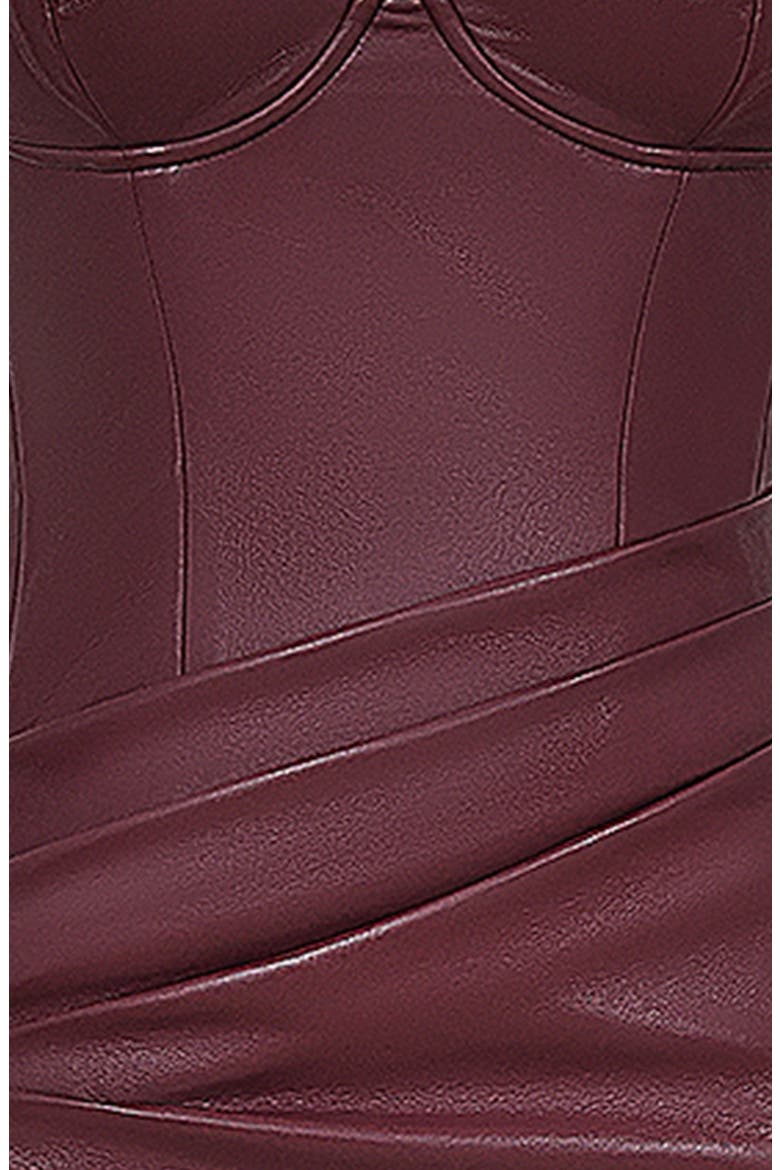 Juliana Corset Faux Leather Gown, Alternate, color, CABERNET
