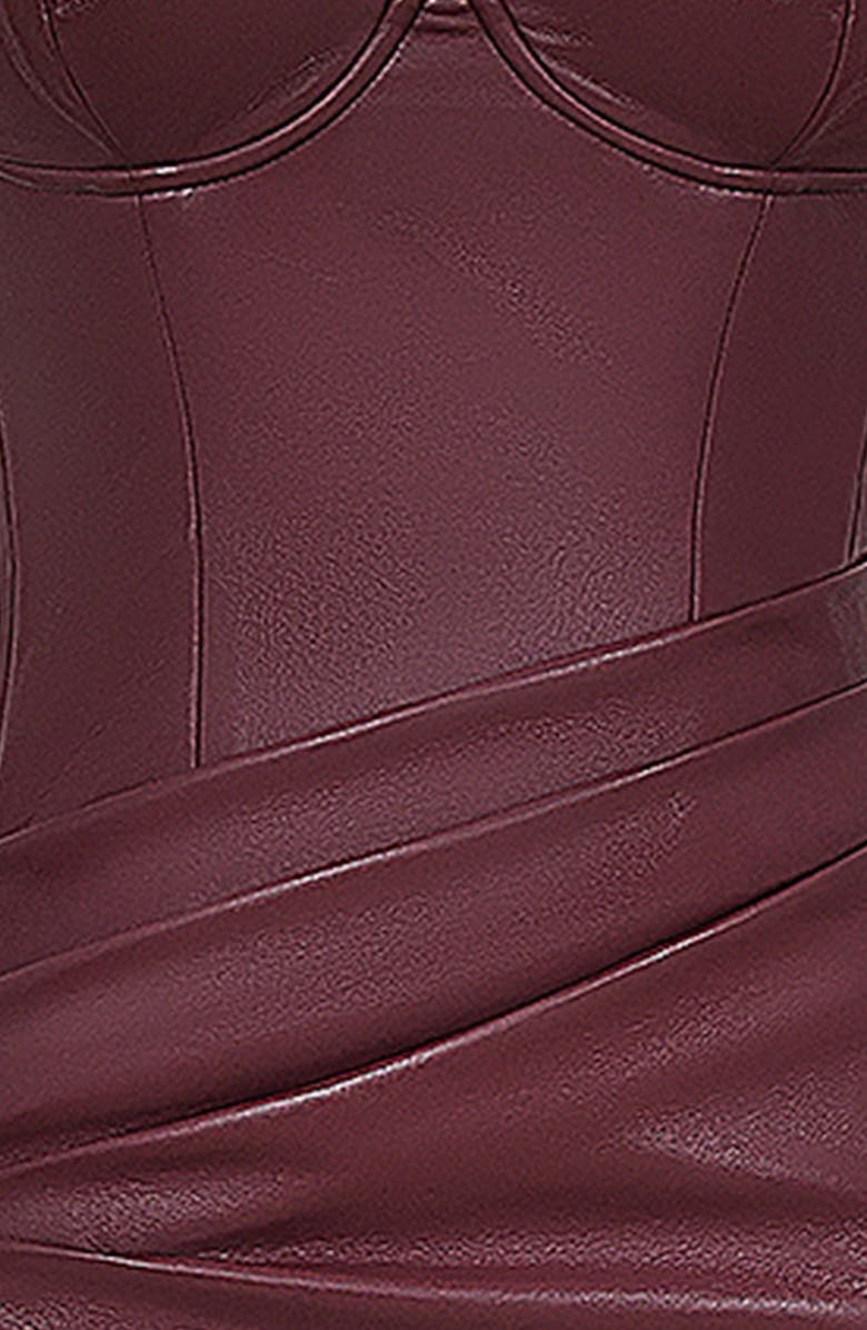 HOUSE OF CB Juliana Corset Faux Leather Gown, Alternate, color, Cabernet