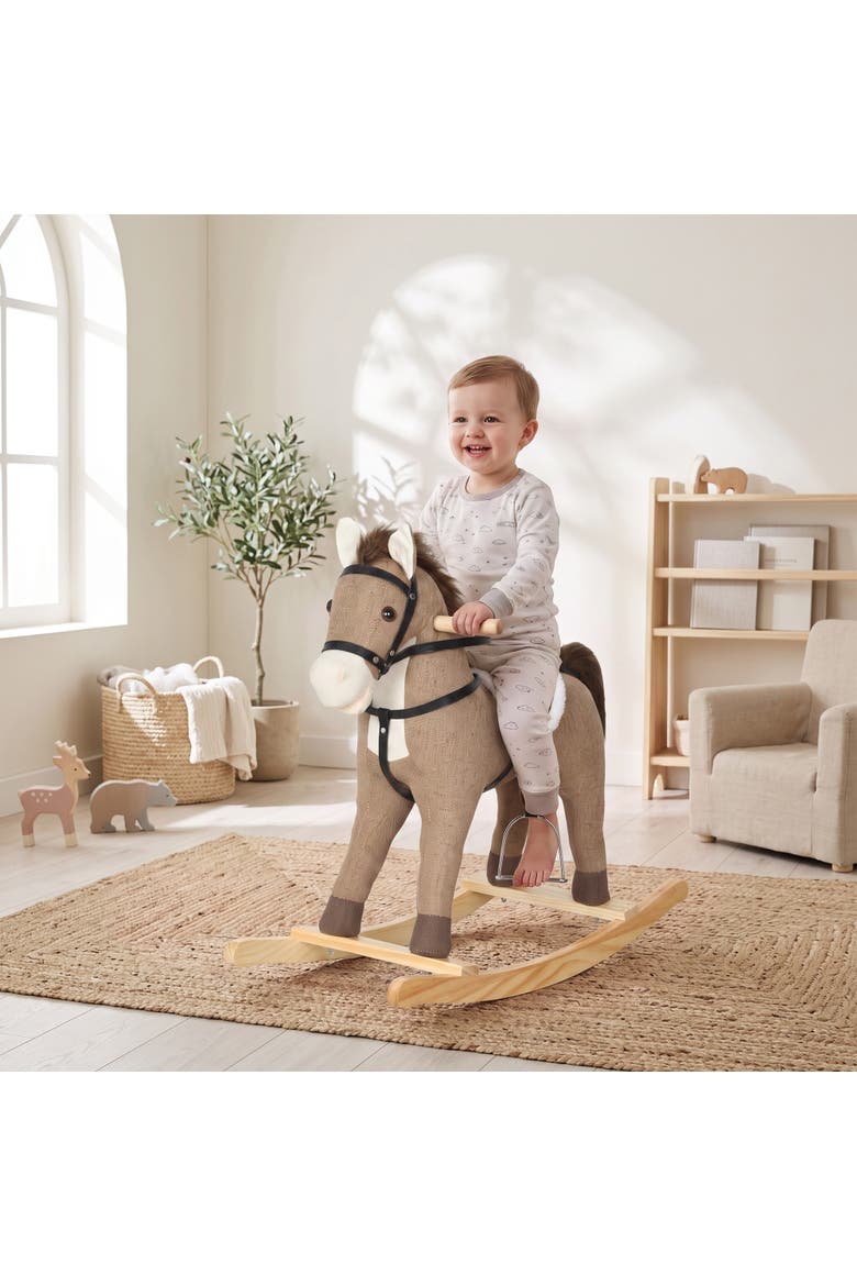 Wooden Rocking Horse Toy, Alternate, color, Brown