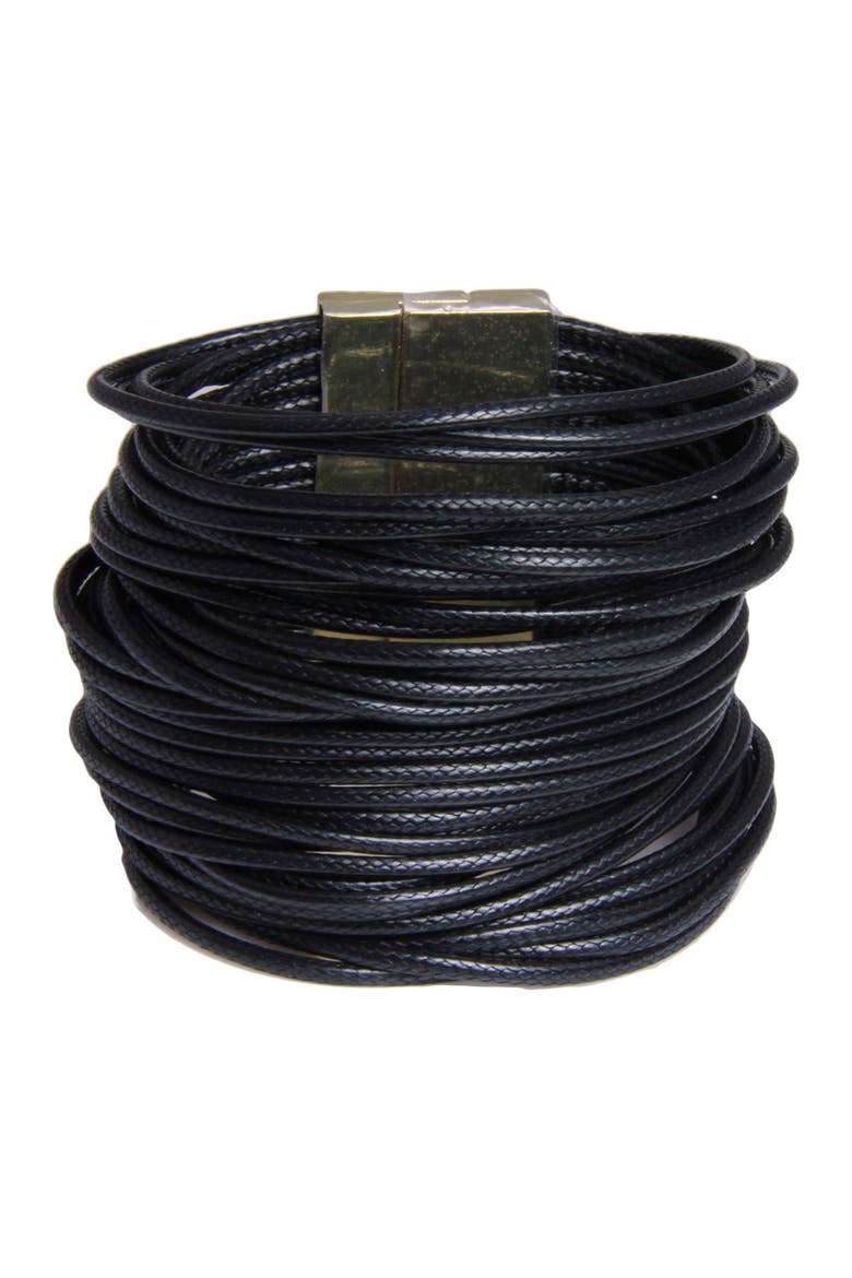 Black Multi-Cord Leather Bracelet, Main, color, black