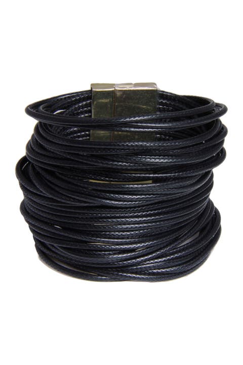 Black Multi-Cord Leather Bracelet