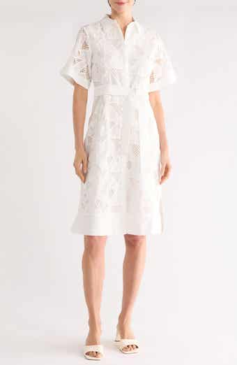 T Tahari Eyelet Cotton Shirtdress