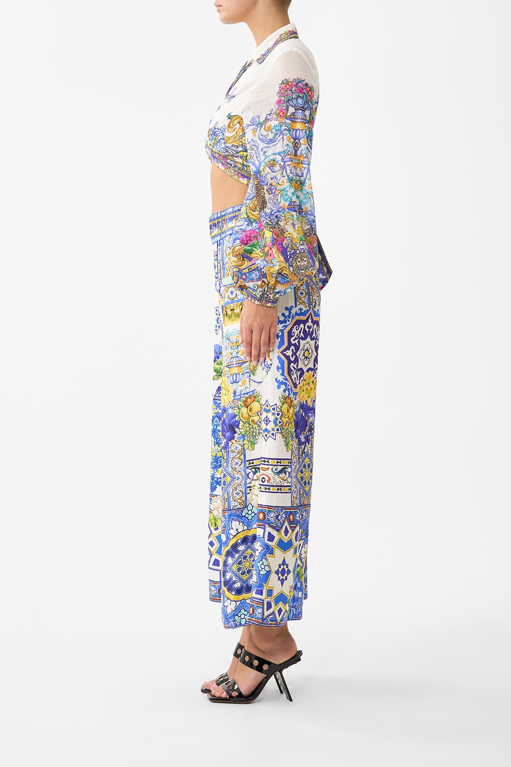 Cropped Wide Leg Panel Pant - image 2