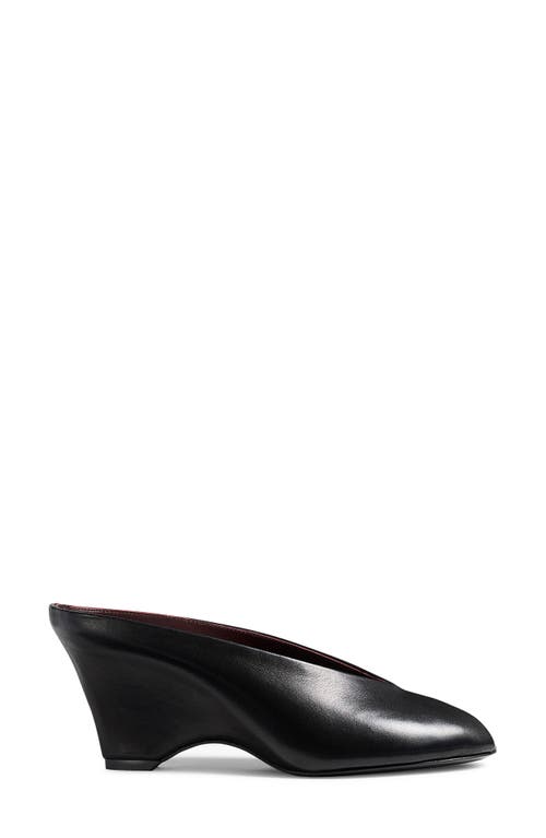 Khaite Apollo 75 Leather Wedge Mules In Black