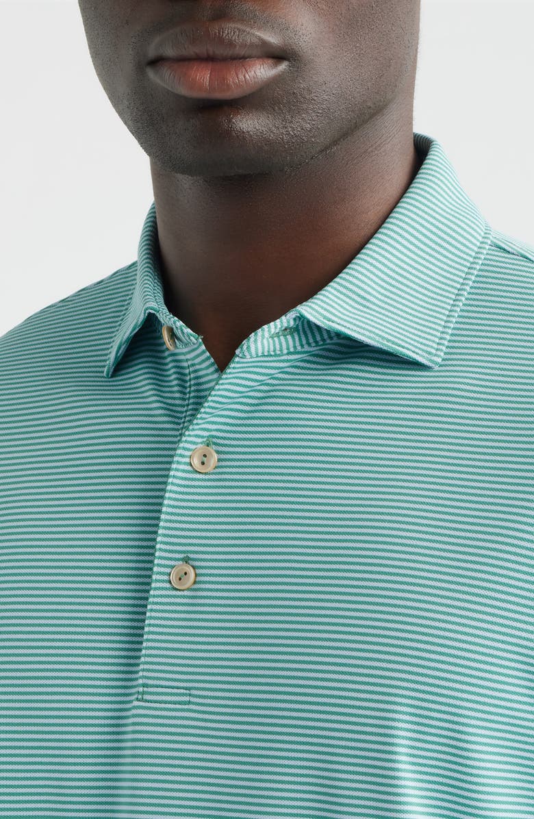 Peter Millar Candor Stripe Performance Piqué Polo, Alternate, color, Snow Pea
