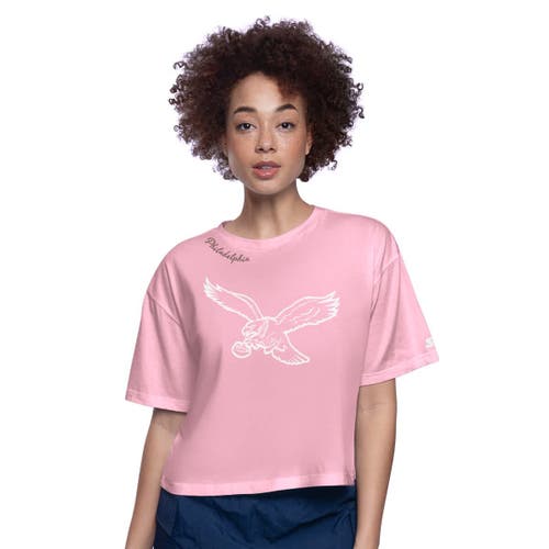 Starter Pink Philadelphia Eagles Play The Ball Boxy Cropped T-shirt