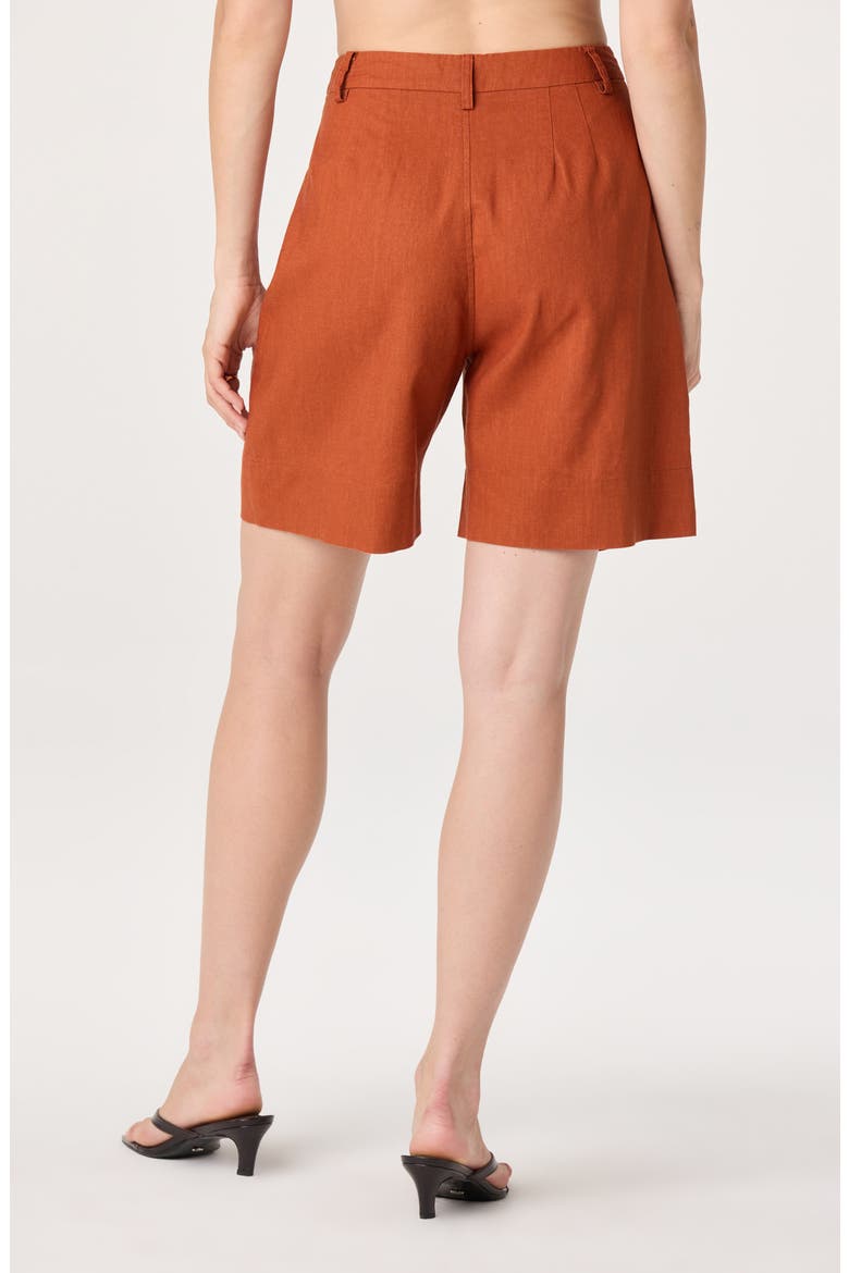 Koda Pleated Linen Blend Shorts, Alternate, color, RUST