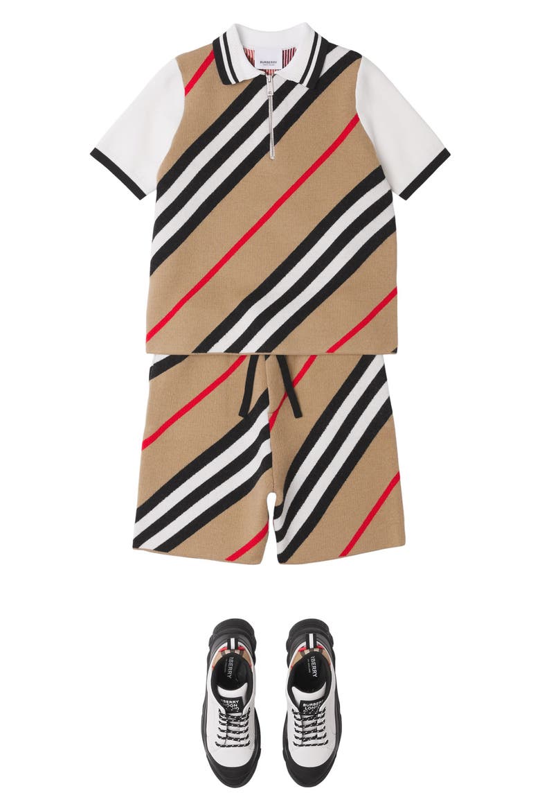 Kids' Reginald Icon Stripe Zip Polo, Alternate, color, ARCHIVE BEIGE