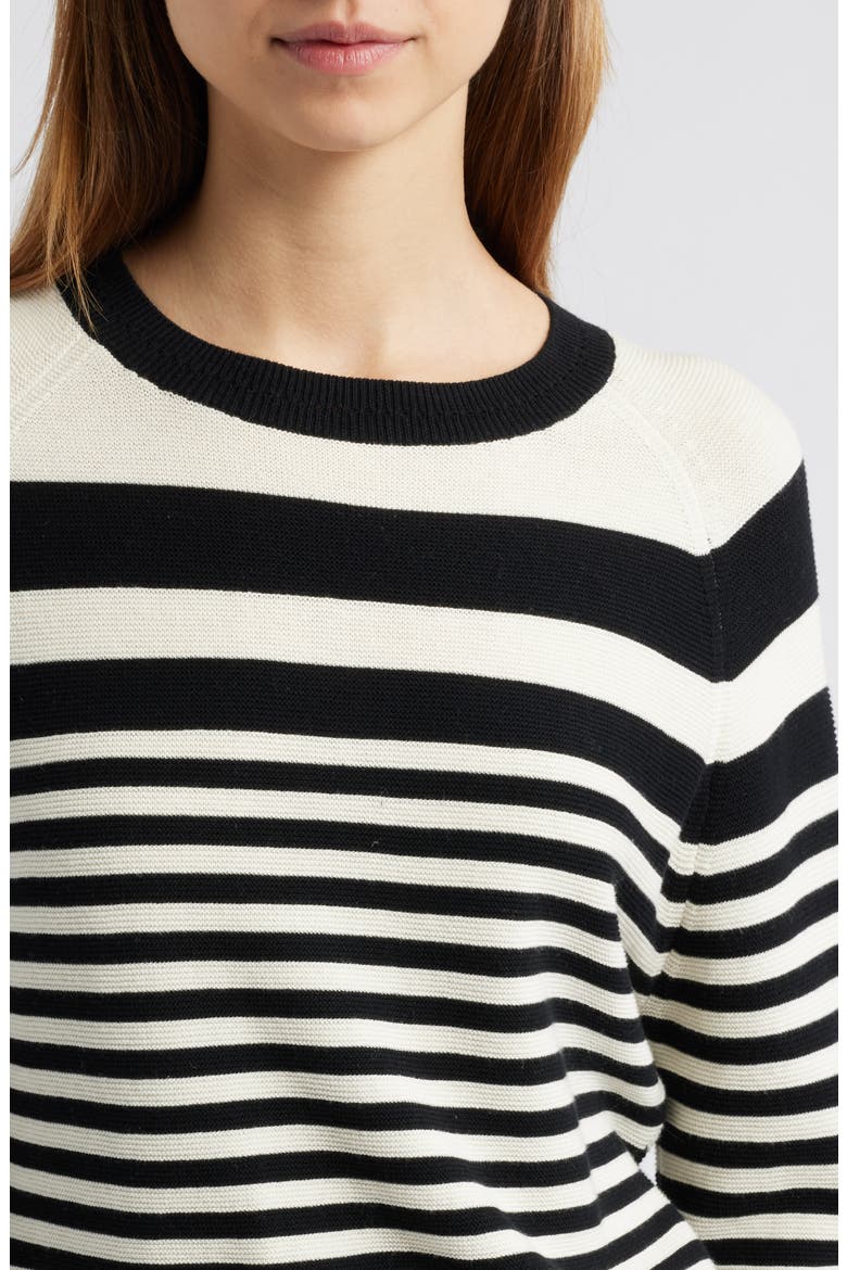 The Manny Stripe Cotton Sweater, Alternate, color, NOIR / BRULE STRIPE