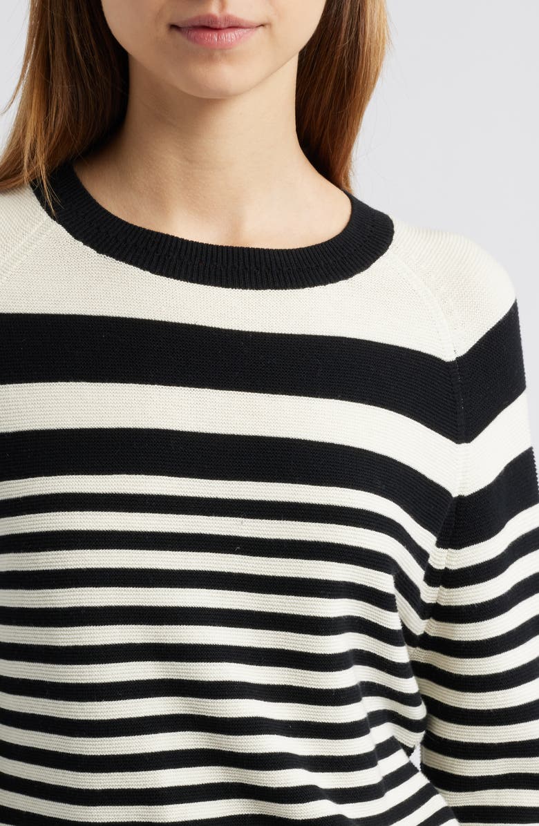 Solid & Striped The Manny Stripe Cotton Sweater, Alternate, color, Noir / Brule Stripe