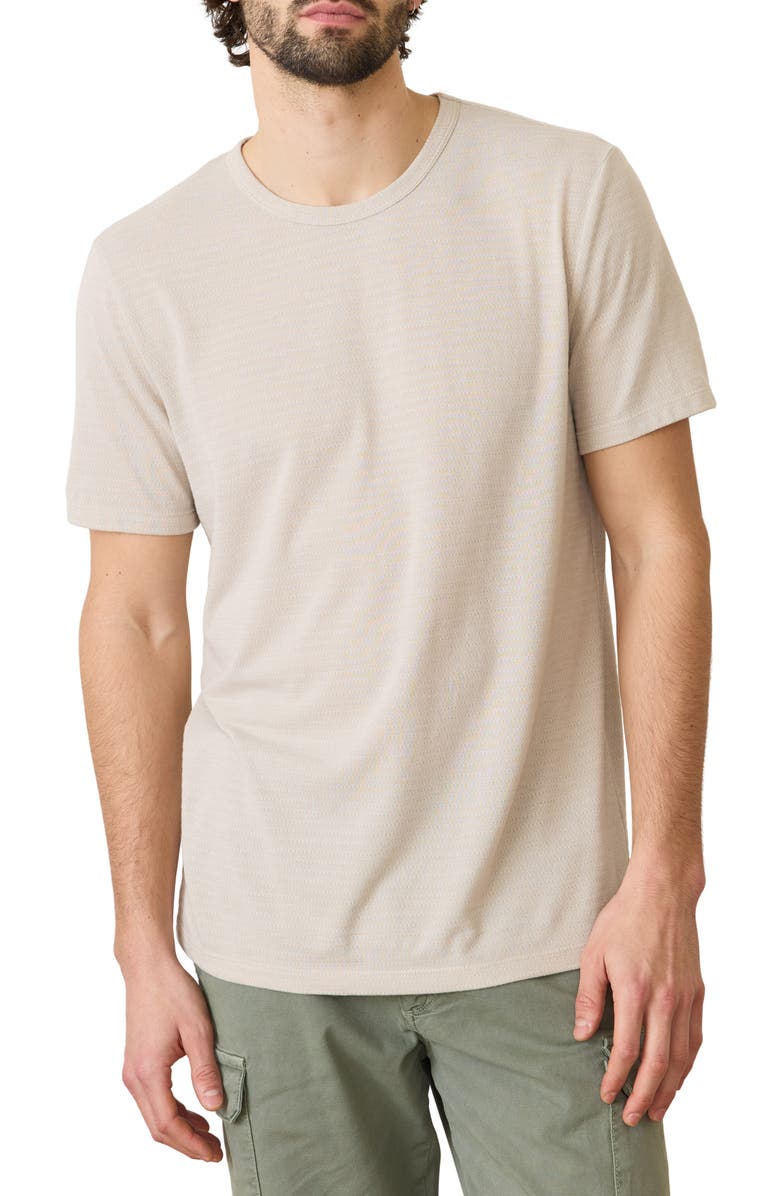 Marine Layer Signature Jacquard Crewneck T-Shirt, Main, color, Natural