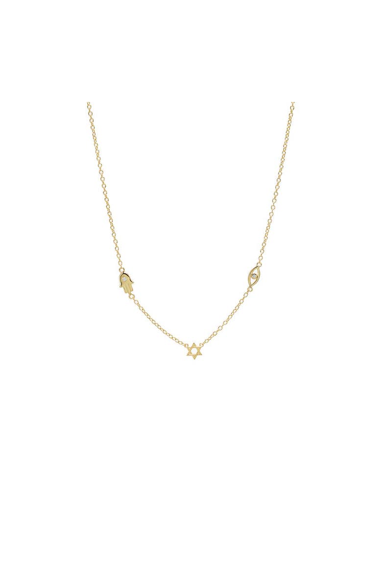 BY ADINA EDEN CZ Protection Symbol Charm Necklace, Main, color, Gold