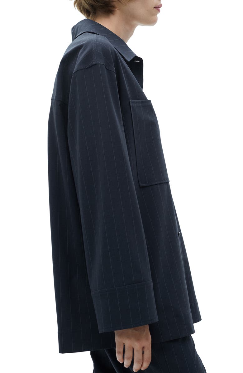 MANGO Pinstripe Oversize Button-Up Shirt, Alternate, color, 