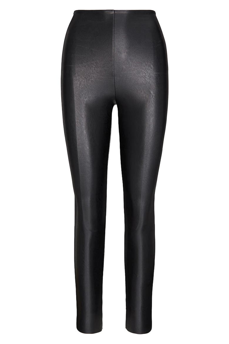 Control Top Faux Leather Leggings, Alternate, color, BLACK
