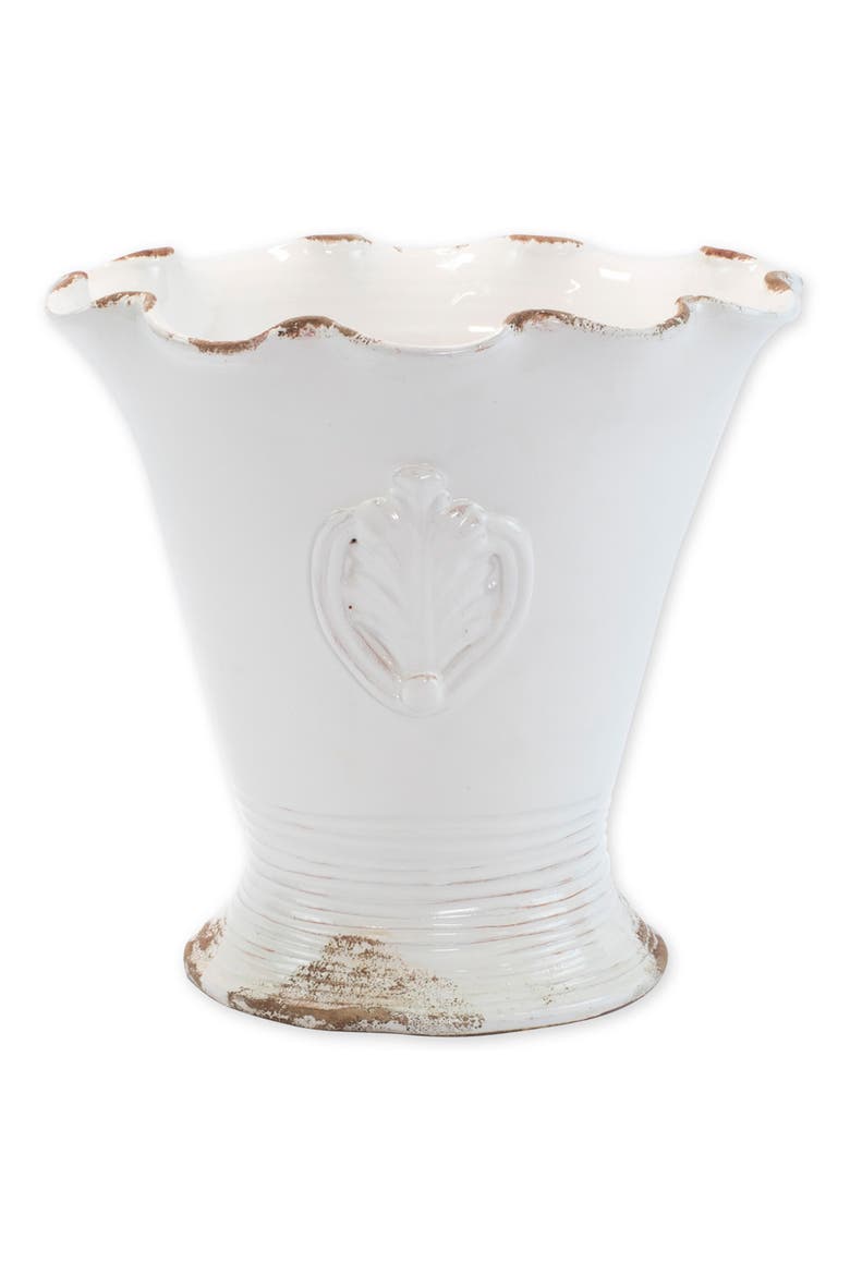 Rustic Garden Medium Scalloped Planter, Main, color, WHITE