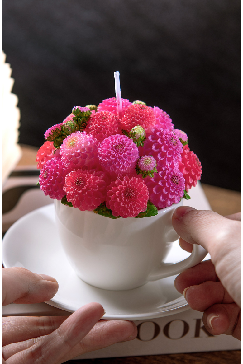 Dahlia Bouquet Aromatherapy Candle, Alternate, color, Rose Red