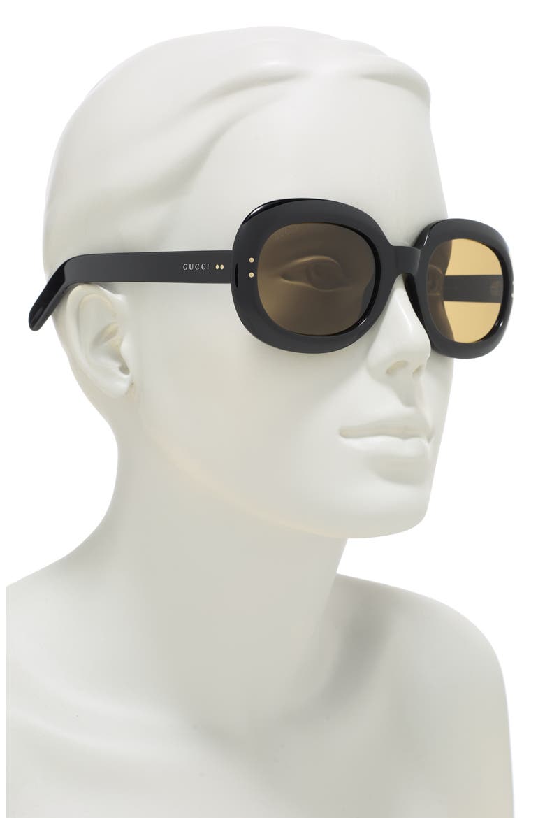 56mm Oval Frame Sunglasses, Alternate, color, BLACK BLACK BROWN