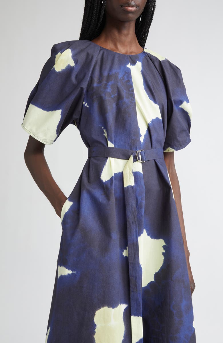 Marimekko Juhlinta Kehaukka Puff Sleeve Cotton Maxi Dress, Alternate, color, Dark Blue