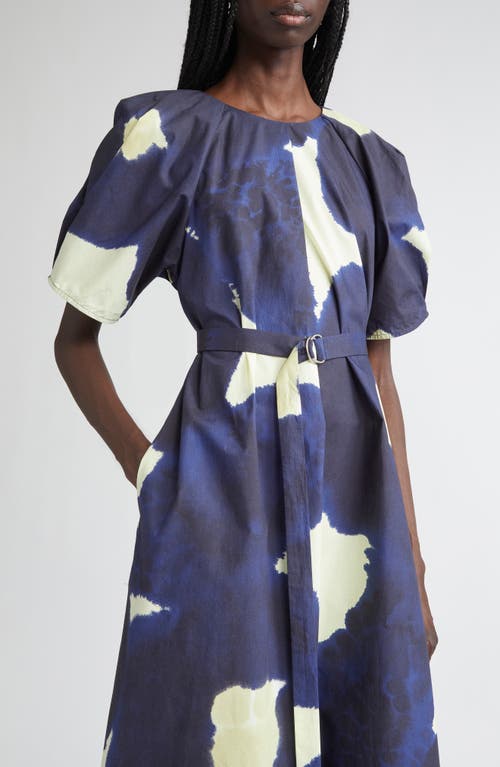 Marimekko Juhlinta Kehaukka Puff Sleeve Cotton Maxi Dress In Blue