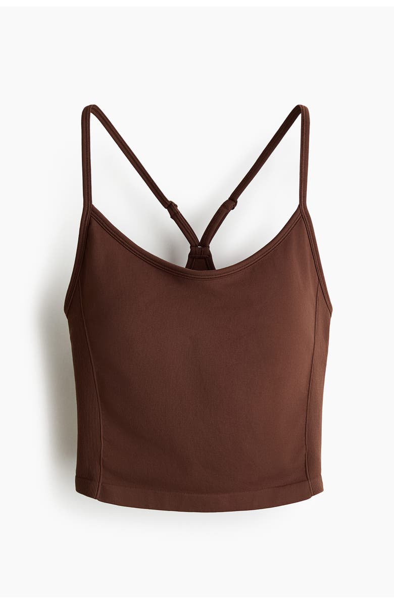 H&M Seamless Sports Top With Drymove, Main, color, Brown