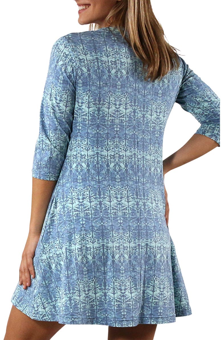 UV Skinz 3/4 Sleeve Swing Dress, Alternate, color, Baltic Kaleidoscope
