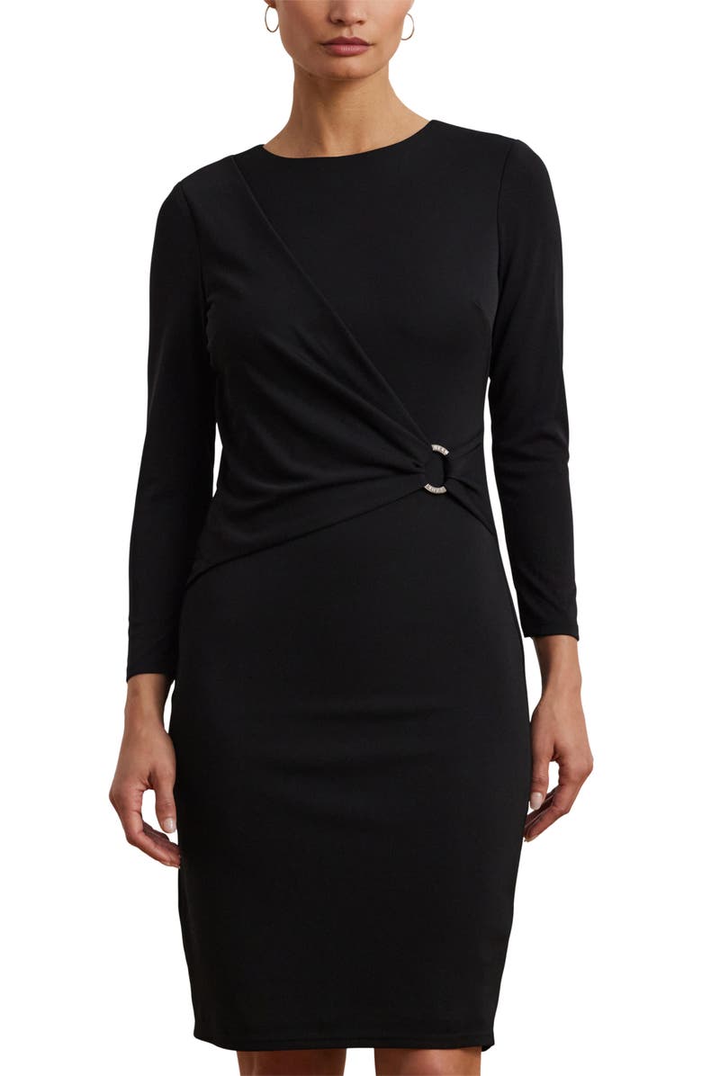 Ralph Lauren Long Sleeve Matte Jersey Dress, Alternate, color, Black