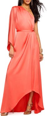 Ramy Brook Opal One-Shoulder Single Long Sleeve Satin Gown