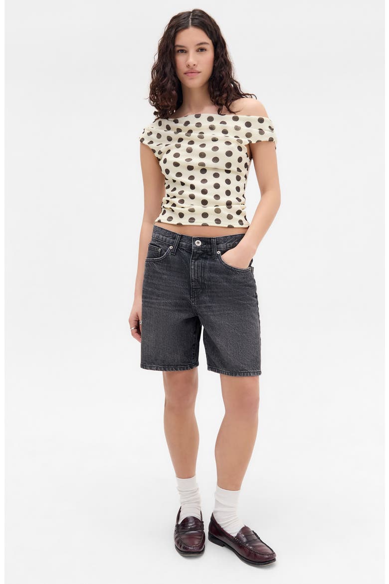 Fia Polka Dot Off the Shoulder Top, Alternate, color, CREAM