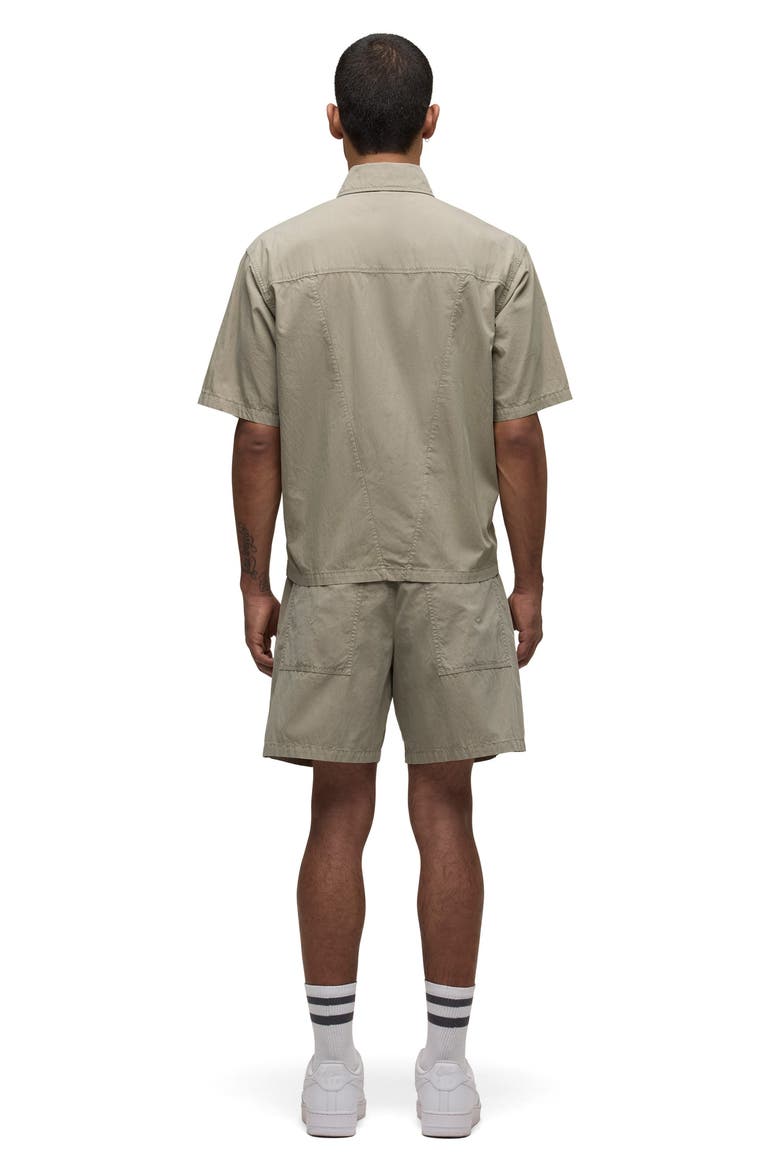 Utility Oversize Short Sleeve Cotton & Nylon Snap-Up Shirt, Alternate, color, LAUREL