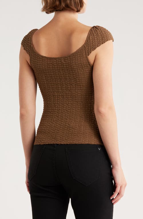 Elodie Sweetheart Neck Cap Sleeve Top In Brown