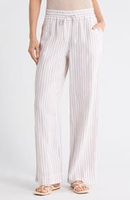 Tommy Bahama Cabana Stripe Wide Leg Linen Drawstring Pants