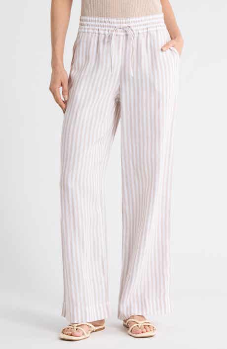 Tommy Bahama Cabana Stripe Wide Leg Linen Drawstring Pants