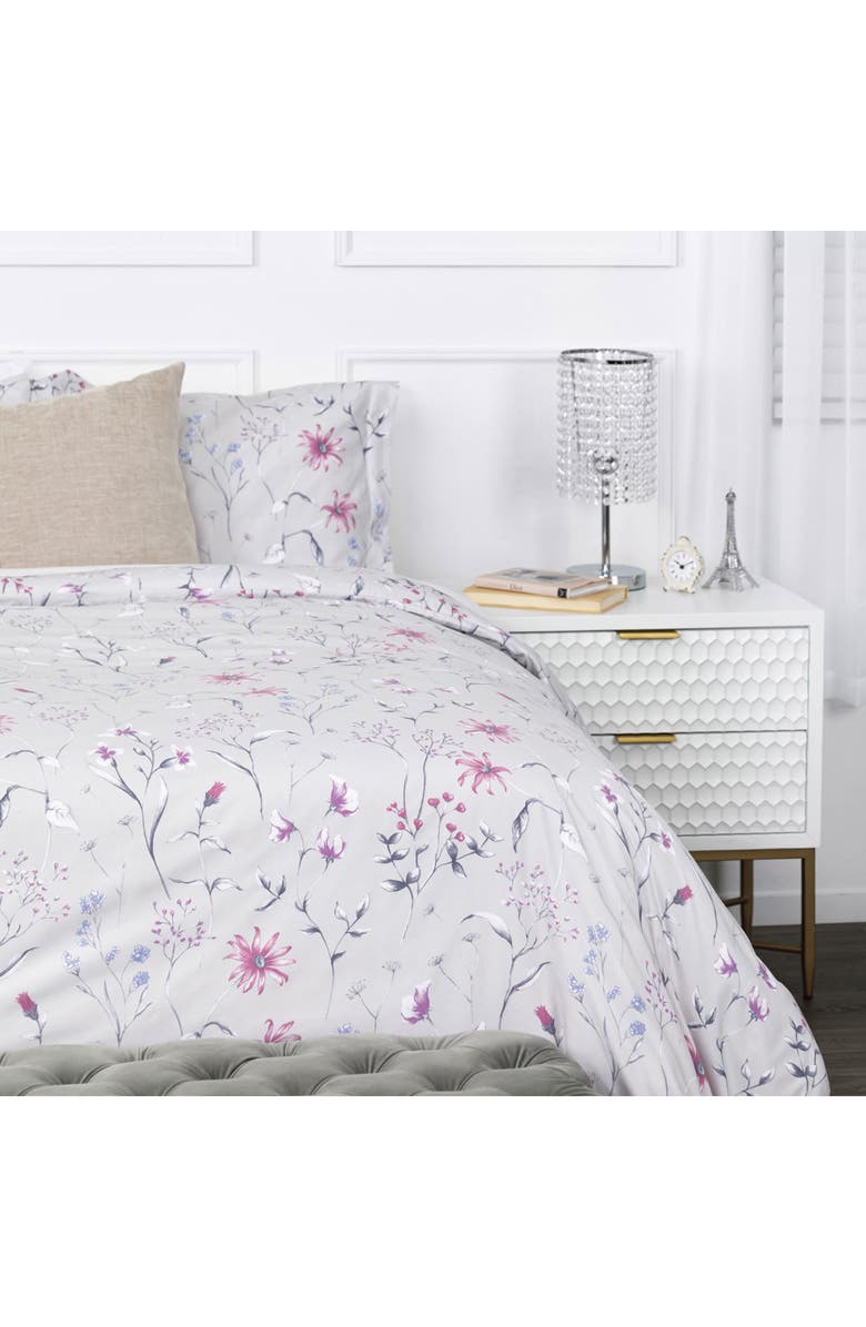 SOUTHSHORE FINE LINENS Luxury Premium Floral Collection Comforter Set, Main, color, Gray
