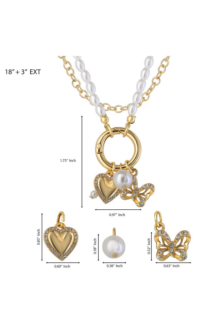 Gold and Pearl Necklace Set for Women 2-Piece, Dangle Charms, Alternate, color, Gold-Tone