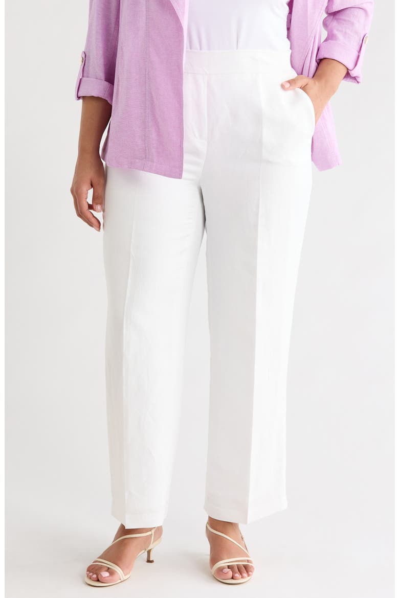 The Audrey Pull On Linen Blend Pants, Main, color, LILY WHITE
