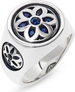 Good Art Hlywd Men's Small Club Sapphire Flower Signet Ring