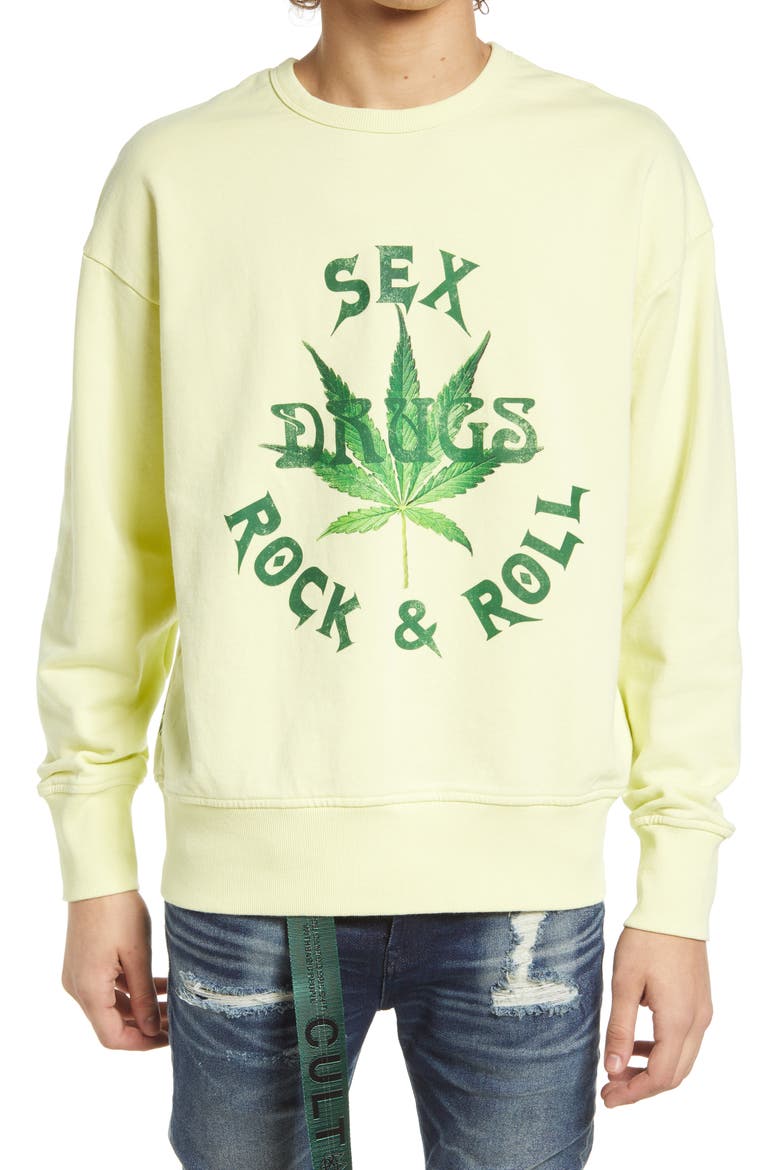 Rock & Roll Crewneck Sweatshirt, Main, color, LEMON
