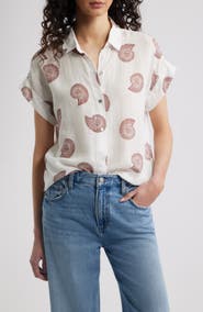Rails Farrah Linen Blend Short Sleeve Button-Up Shirt