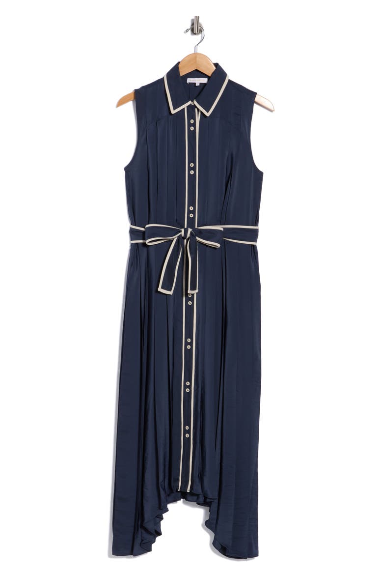 Kenneth Pleated Sleeveless Shirtdress, Main, color, NAVY