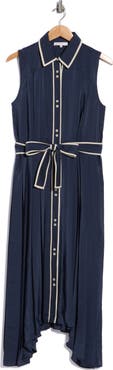 Ramy Brook Kenneth Pleated Sleeveless Shirtdress