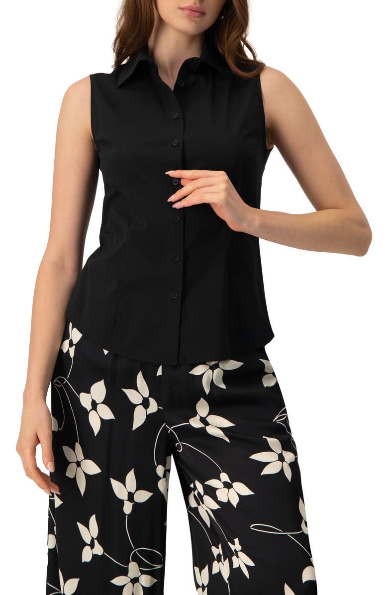 IVONNE Sleeveless Black Shirt Blouse, Alternate, color, Black