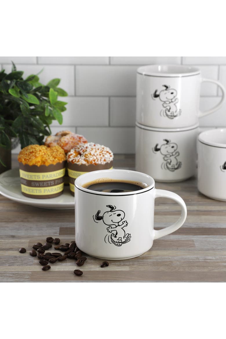 4 Piece 16 Ounce Stoneware Mug Set in White, Alternate, color, White