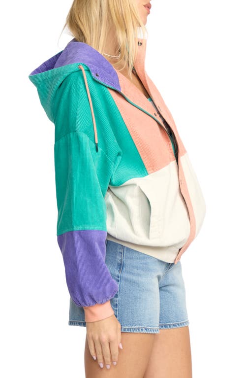 Billabong Set The Tone Hooded Corduroy Jacket In Multi