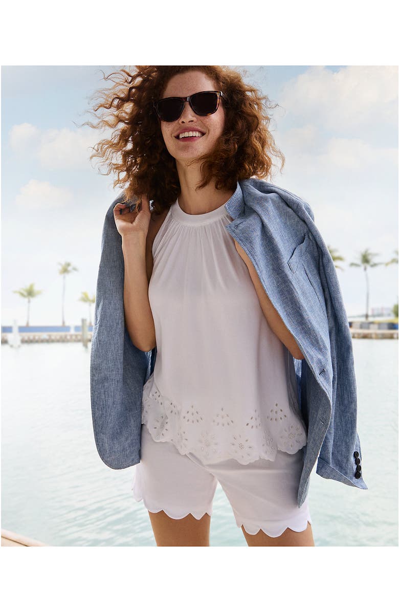 Lands' End Mid Rise Scallop Hem 5" Chino Shorts, Alternate, color, 