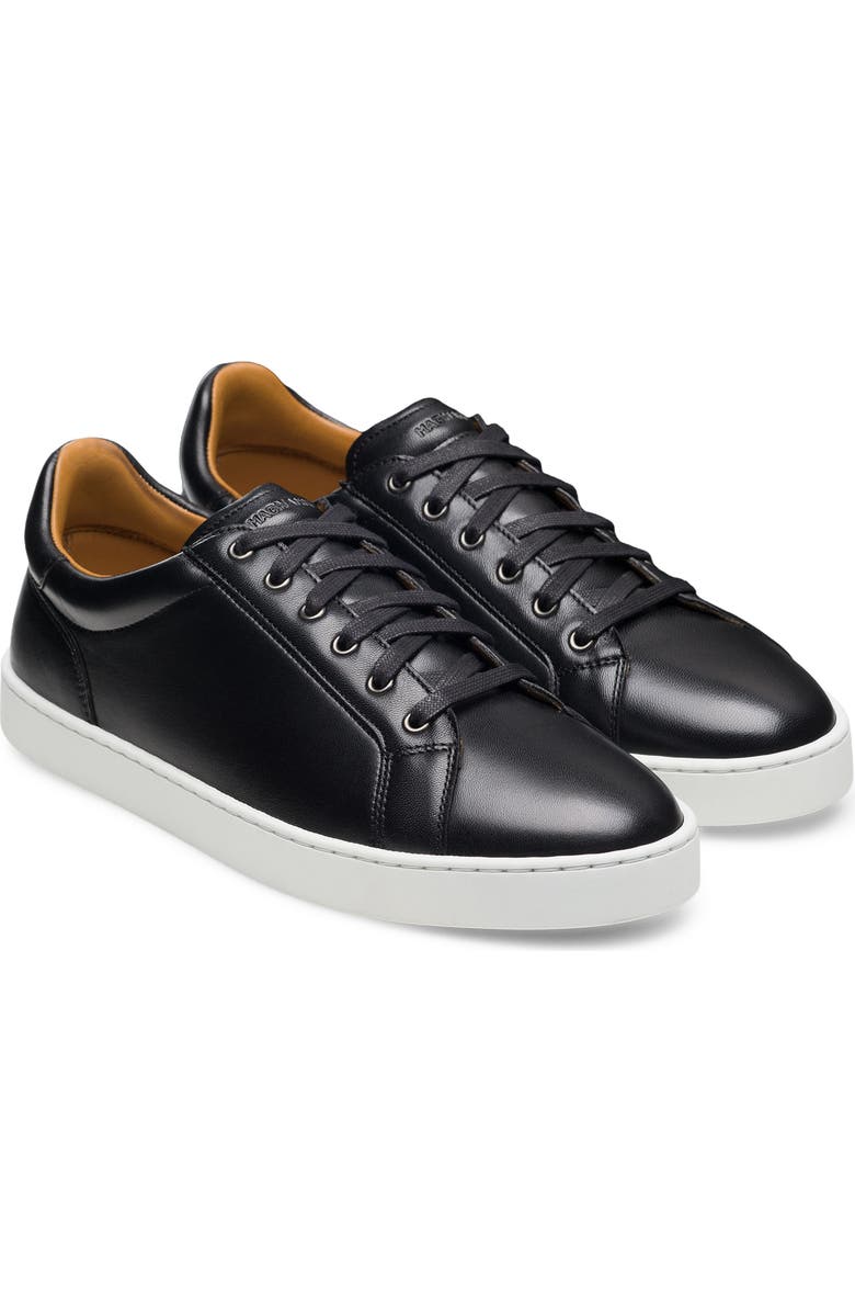 Magnanni Cote Lo Leather Sneaker, Main, color, Black Napa