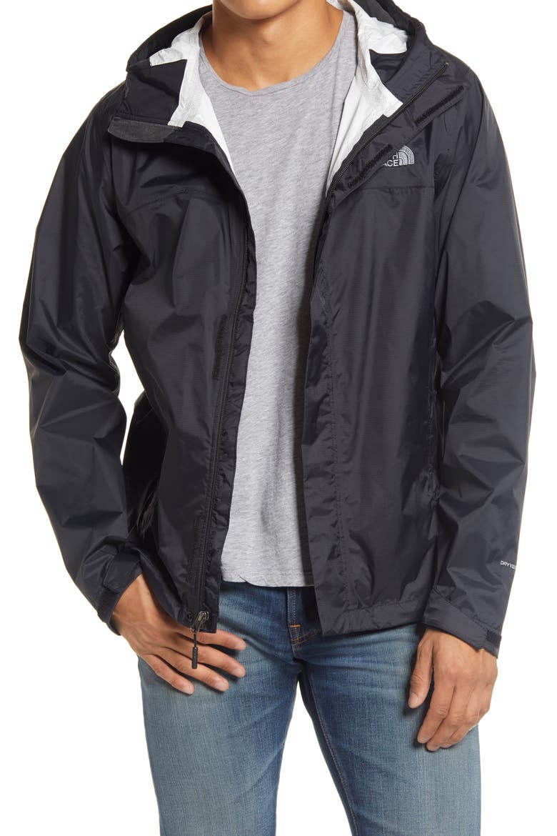 Venture 2 Hooded Waterproof Rain Jacket, Main, color, TNF BLACK/ TNF BLACK/ MID GREY