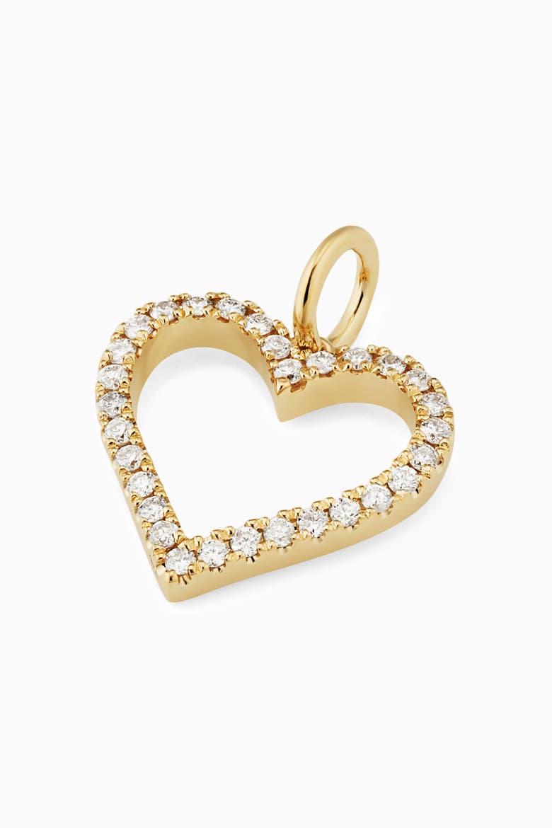 14K Yellow Gold Open Heart Diamond Pendant Charm, 25mm, Alternate, color, Yellow Gold
