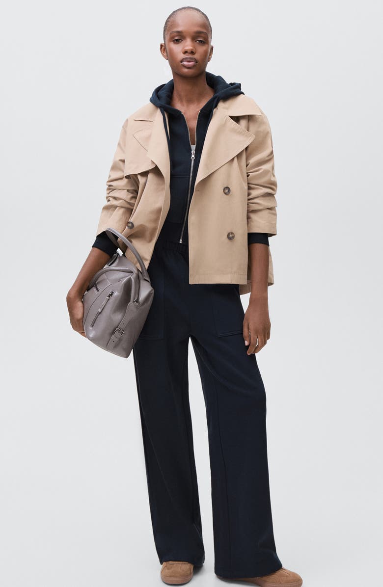 MANGO TEEN Cotton Wide Leg Pants, Alternate, color, Navy